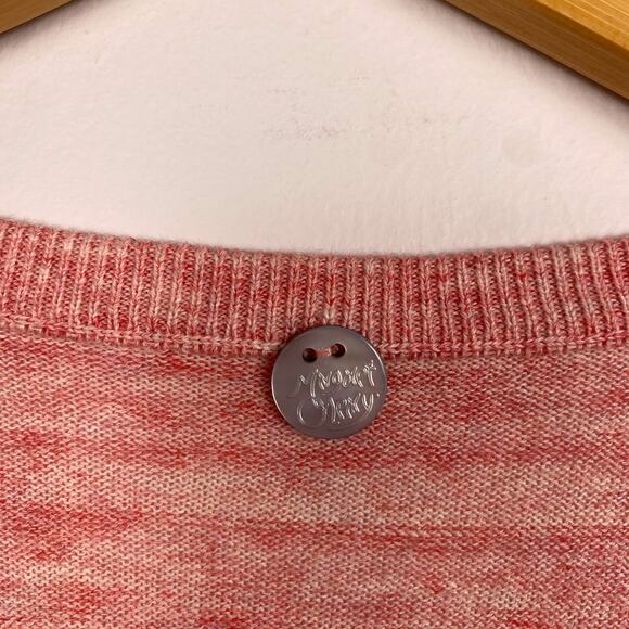 Margaret O'Leary Cotton Heathered Knit Button Up Cardigan Sweater Pink Large - Picture 3 of 5